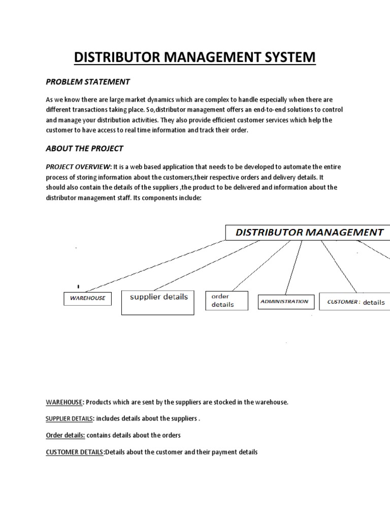Distributor Management System: Problem Statement | PDF | Warehouse ...