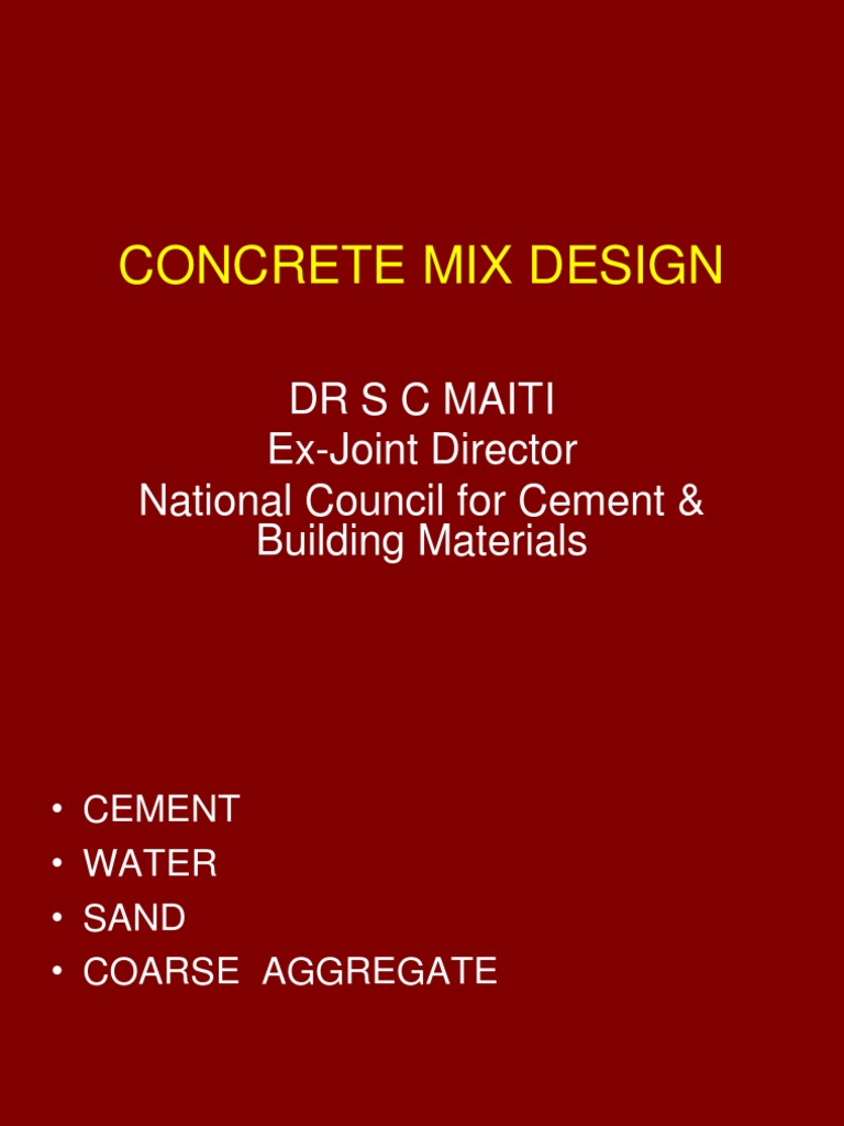Concrete Mix Design PDF Concrete Cement