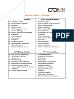 KVPY Stream SX Syllabus - Class 12 Students