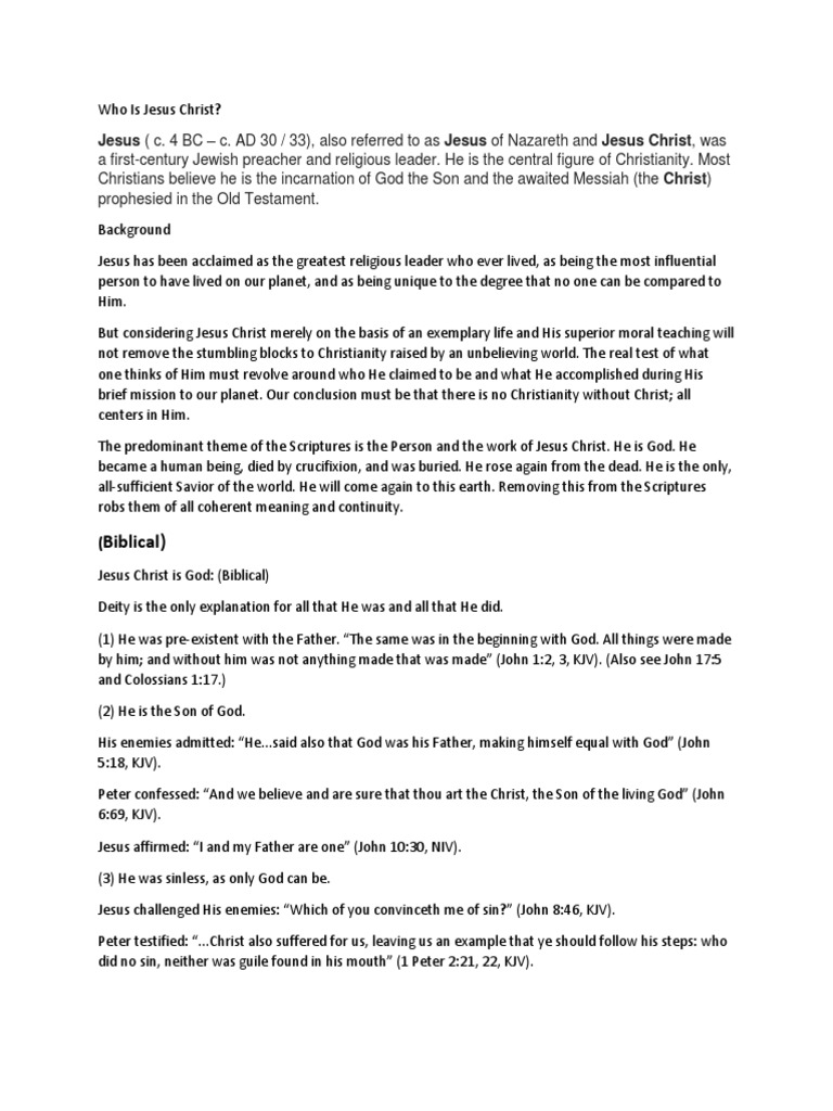 Who Is Jesus Christ | PDF | John The Baptist | Christianity