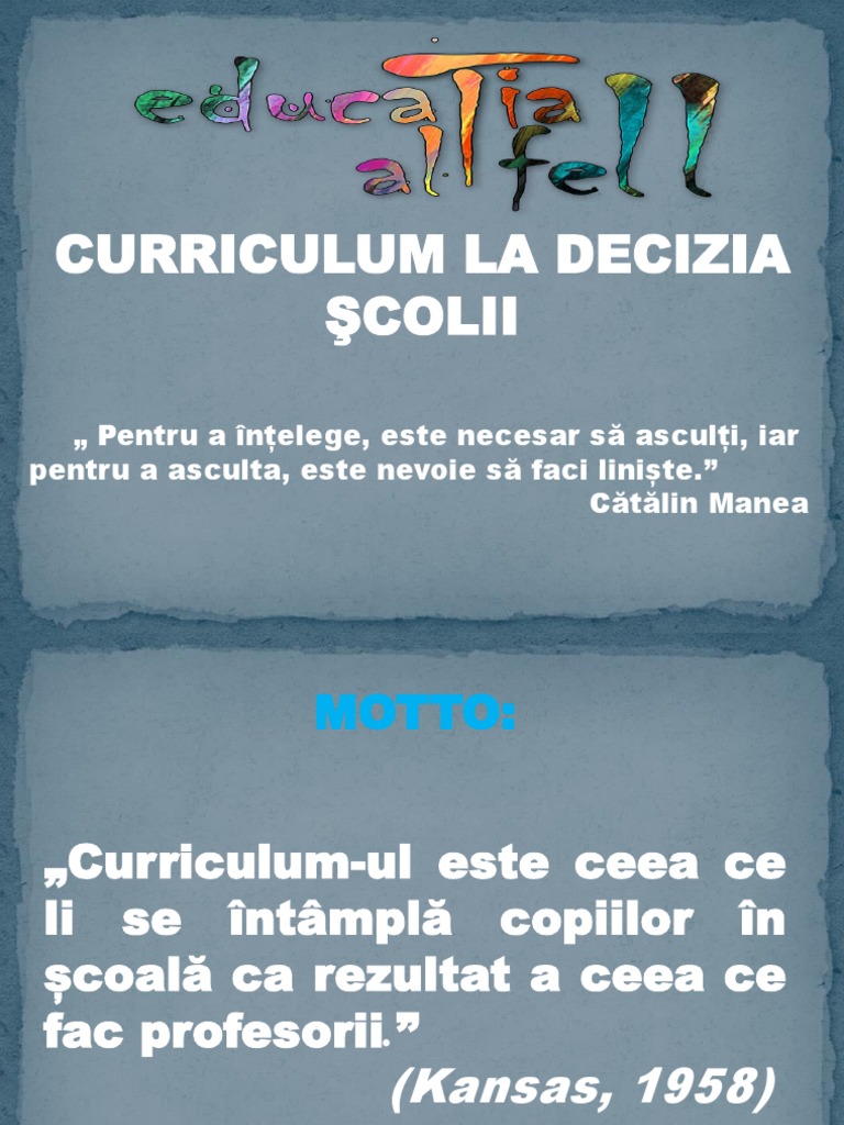 Curriculum La Decizia Școlii | PDF