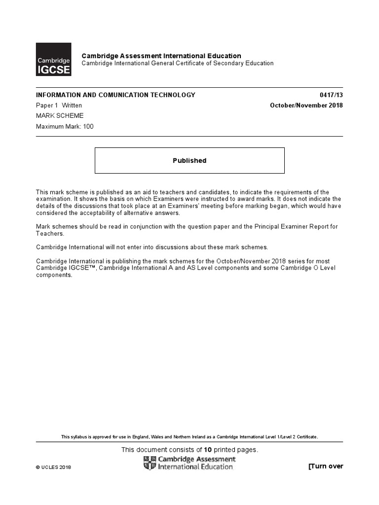0417 w18 Ms 13 | PDF | Internet | Computing