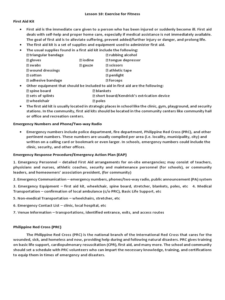 Lesson 10 PDF First Aid Emergency Medical Services
