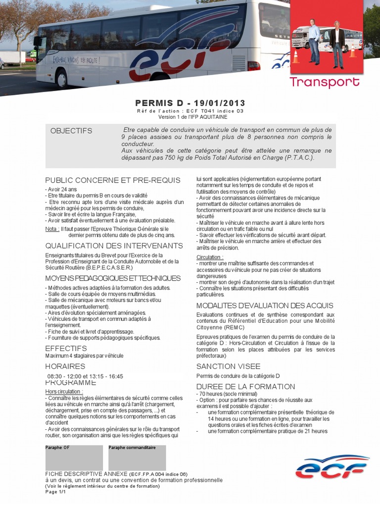 Formation Permis D : Conduite Transport Public | PDF | Permis de ...