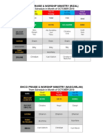 Ehcci Praise & Worship Ministry (Rizal) : Team Schedule in Month of OCTOBER 2019