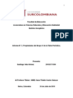 Informe de Química No.5 Propiedades de Los Elementos Del Gupo Quince de La Tabla Periodica.