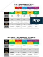 Worship Team Schedule Format