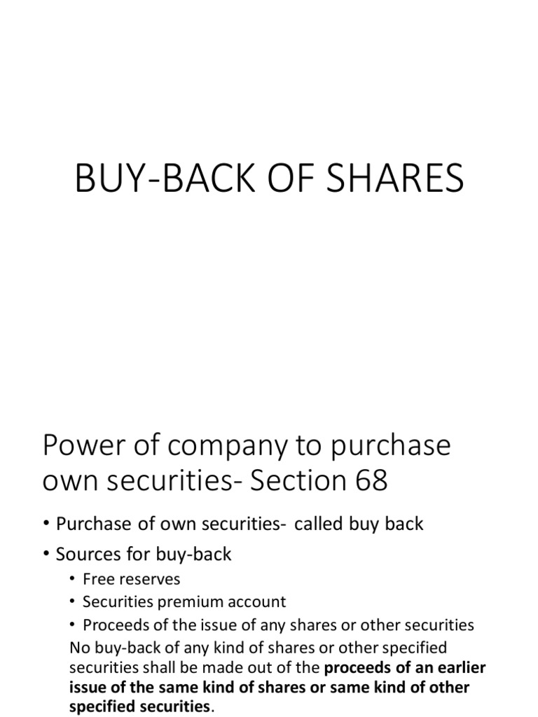 Buy Back PDF Securities (Finance) Stocks