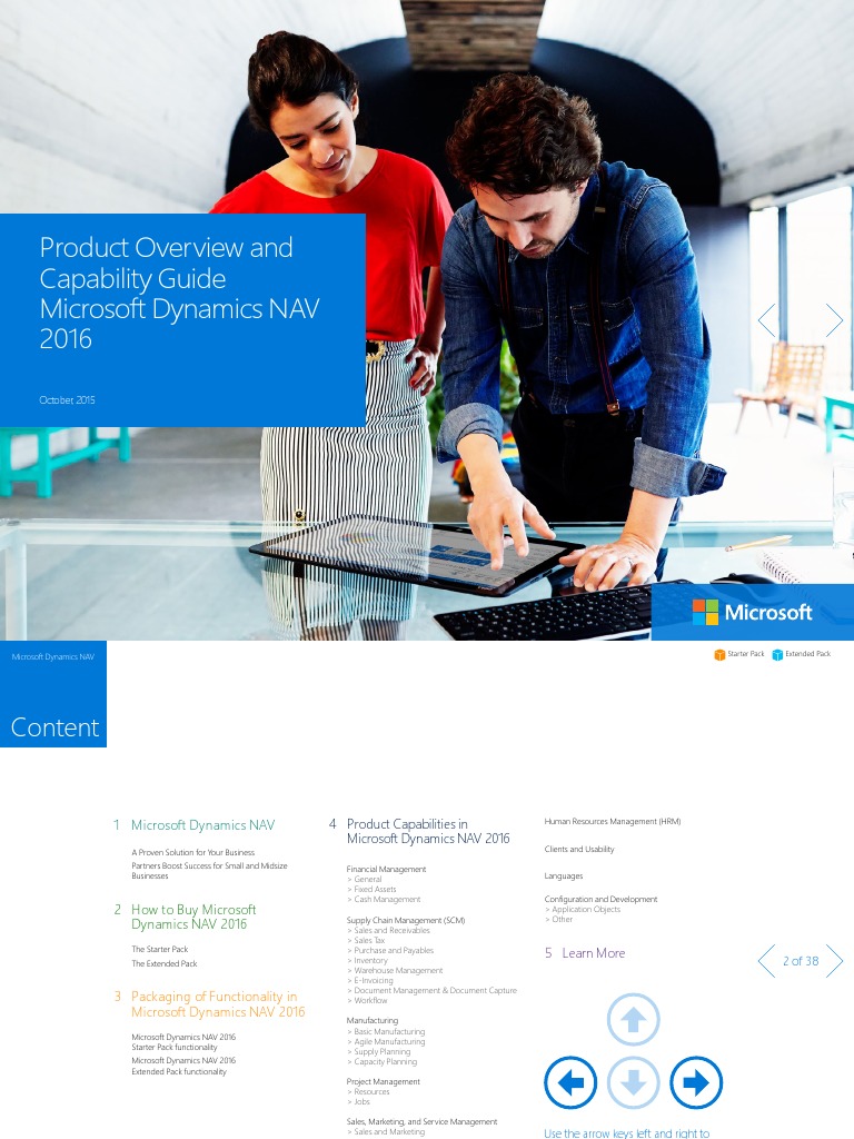 1 2 Product Overview and Capability Guide Microsoft Dynamics NAV 2016 ...