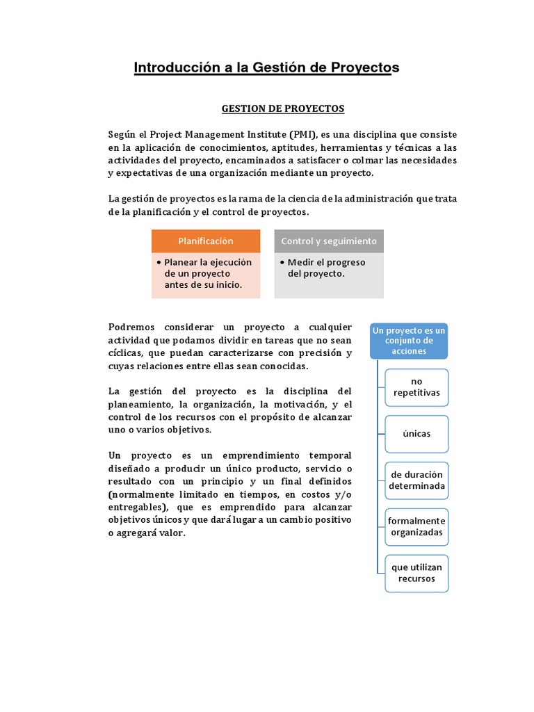 Introduccion A Gestion de Proyectos | PDF | Gestión de proyectos ...
