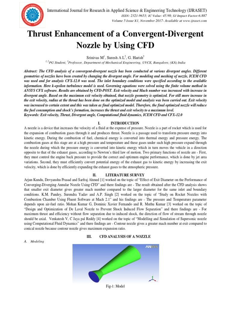 Thrust Enhancement of A Convergent-Divergent Nozzle by Using CFD | PDF ...