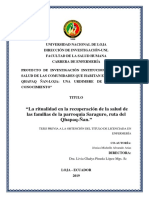 Recuperación salud familias Saraguro ritualidad ruta Qhapaq Ñan