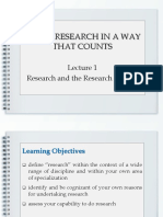 Doing Research in A Way That Counts: Research and The Research Process