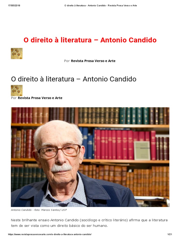 O direito à literatura – Antonio Candido | Humano | Romantismo