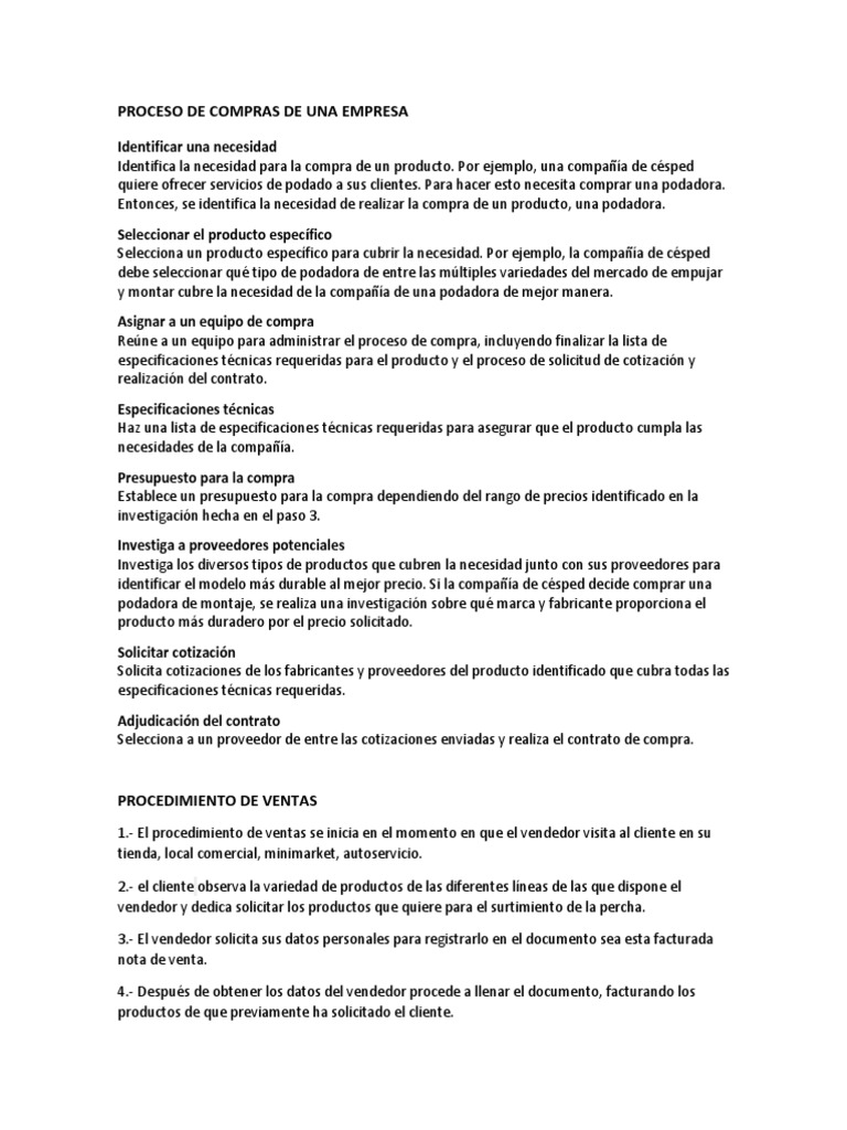Proceso de Compras de Una Empresa | PDF | Presupuesto | Producto (Negocio)