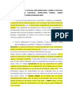 Perguntas sobre estágios cognitivos de Piaget