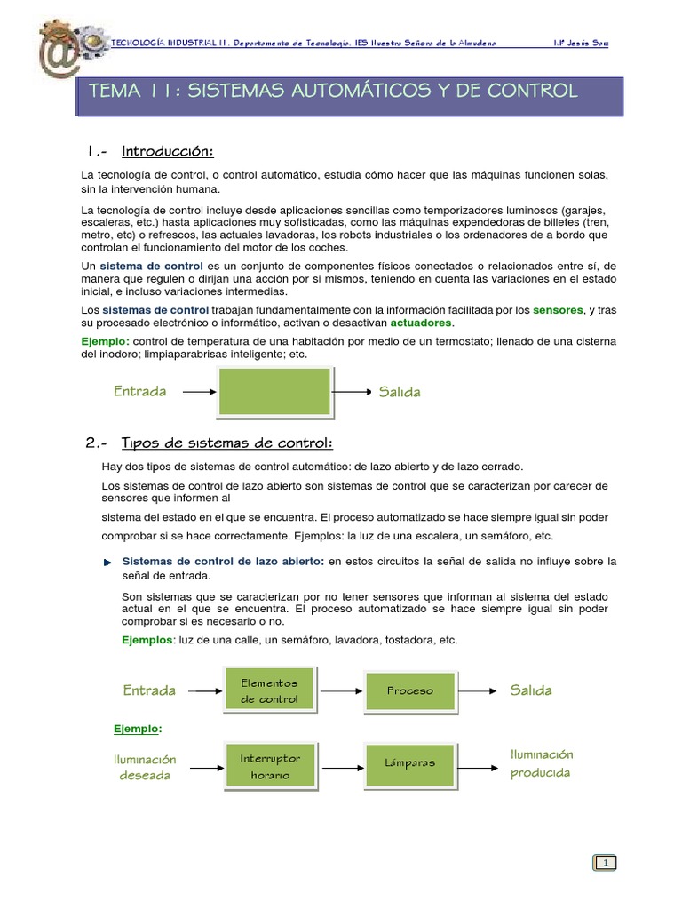 T11 Sistemas Control | PDF | Sistema de control | Electricidad