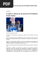 Confira o Discurso de Posse Do Presidente Paulo Sader