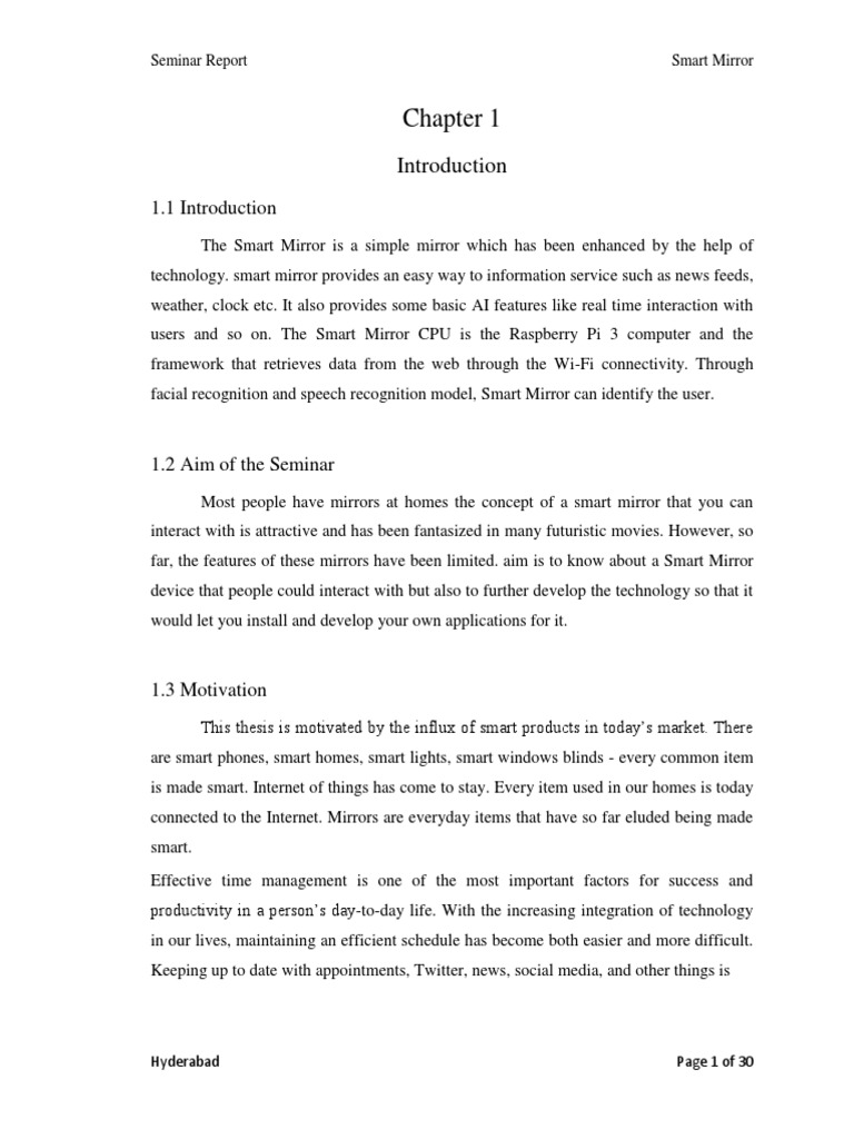 Smart Mirror Seminar Report PDF Augmented Reality Virtual Reality