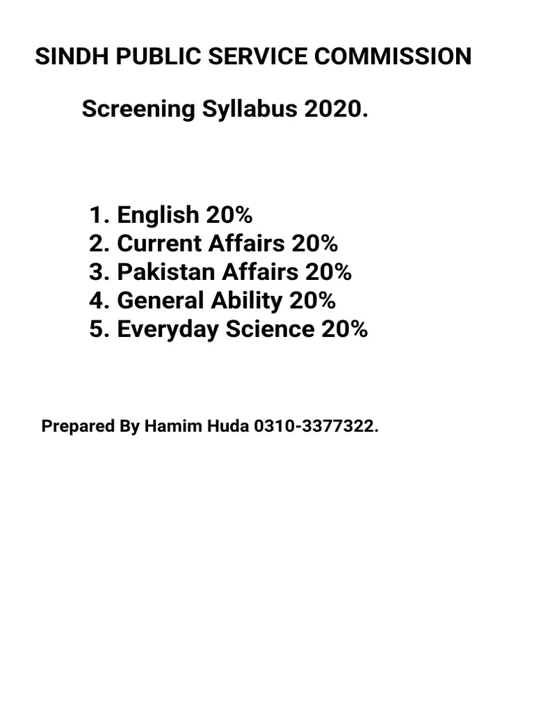 WT - SPSC Screening - 2020 Study Material Sindh Public Service ...