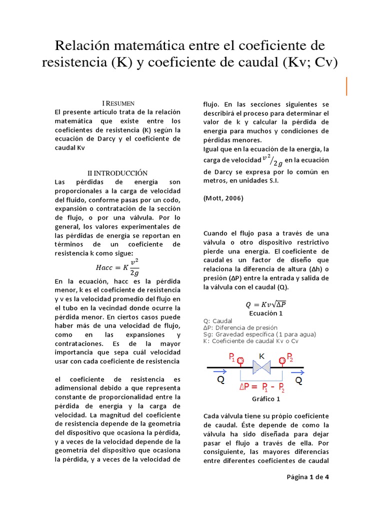 Relacion KV y CV PDF Descarga (hidrología) Densidad