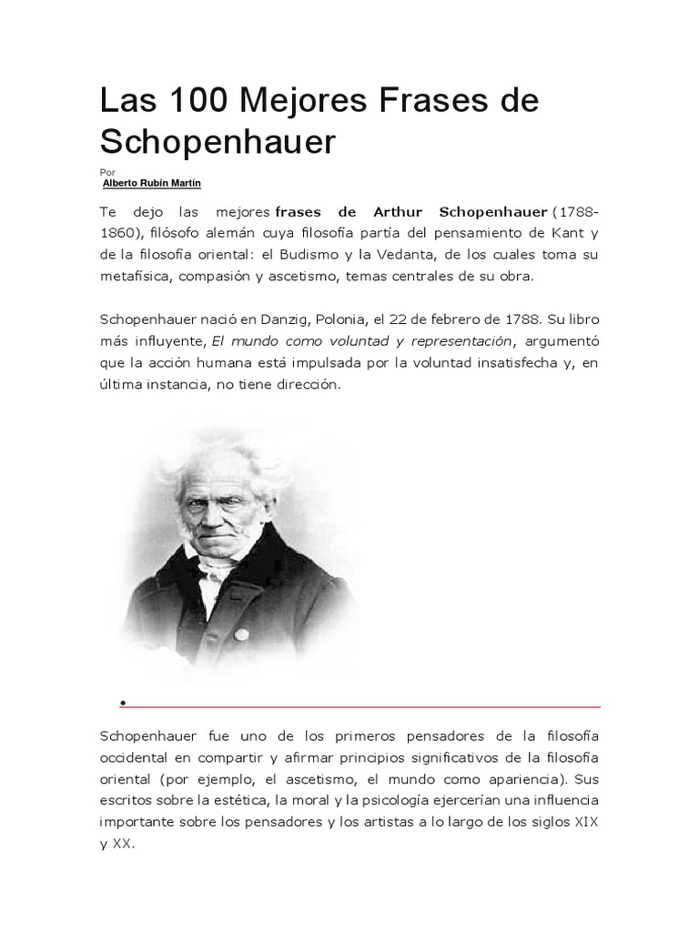Las Cien Mejores Frases de Schopenhauer | PDF | Arthur Schopenhauer ...