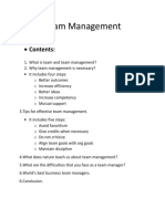 Team Management: Contents