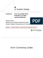 Microprocessor System Design: Error Correcting Codes Principle of Locality Cache Architecture