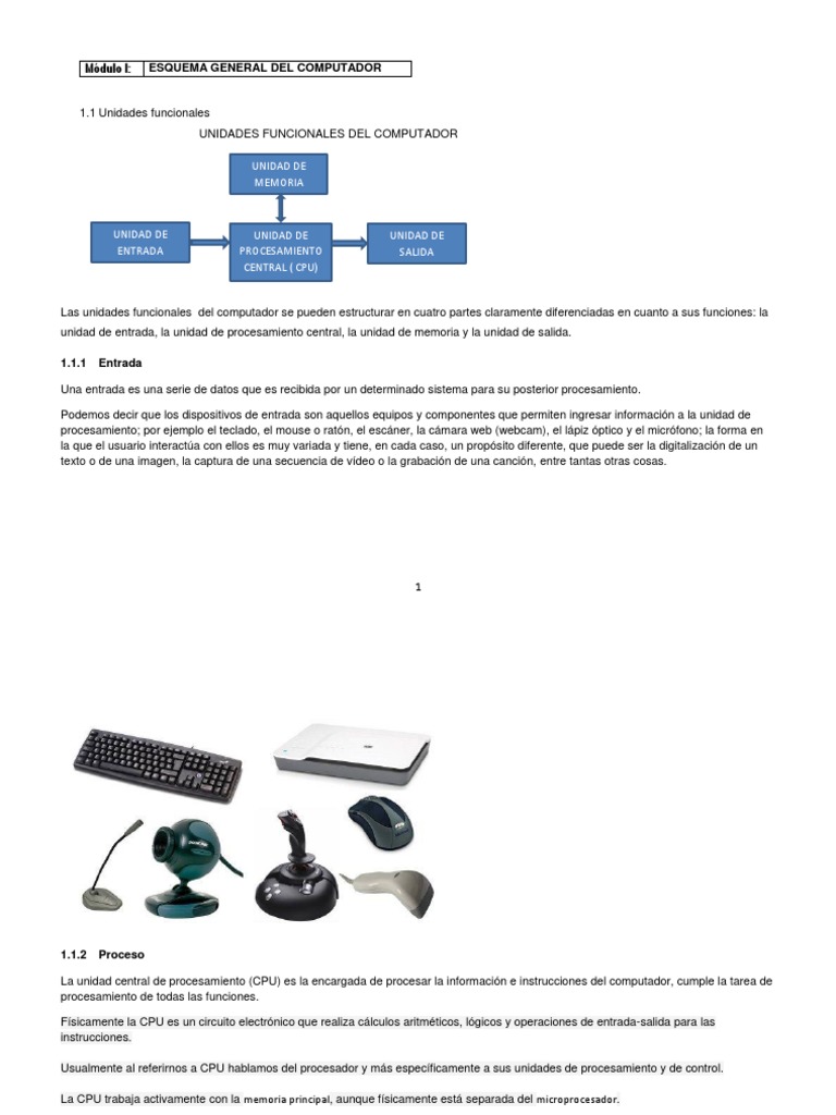 Unidades Funcionales del Computador | PDF | Almacenamiento de datos de ...