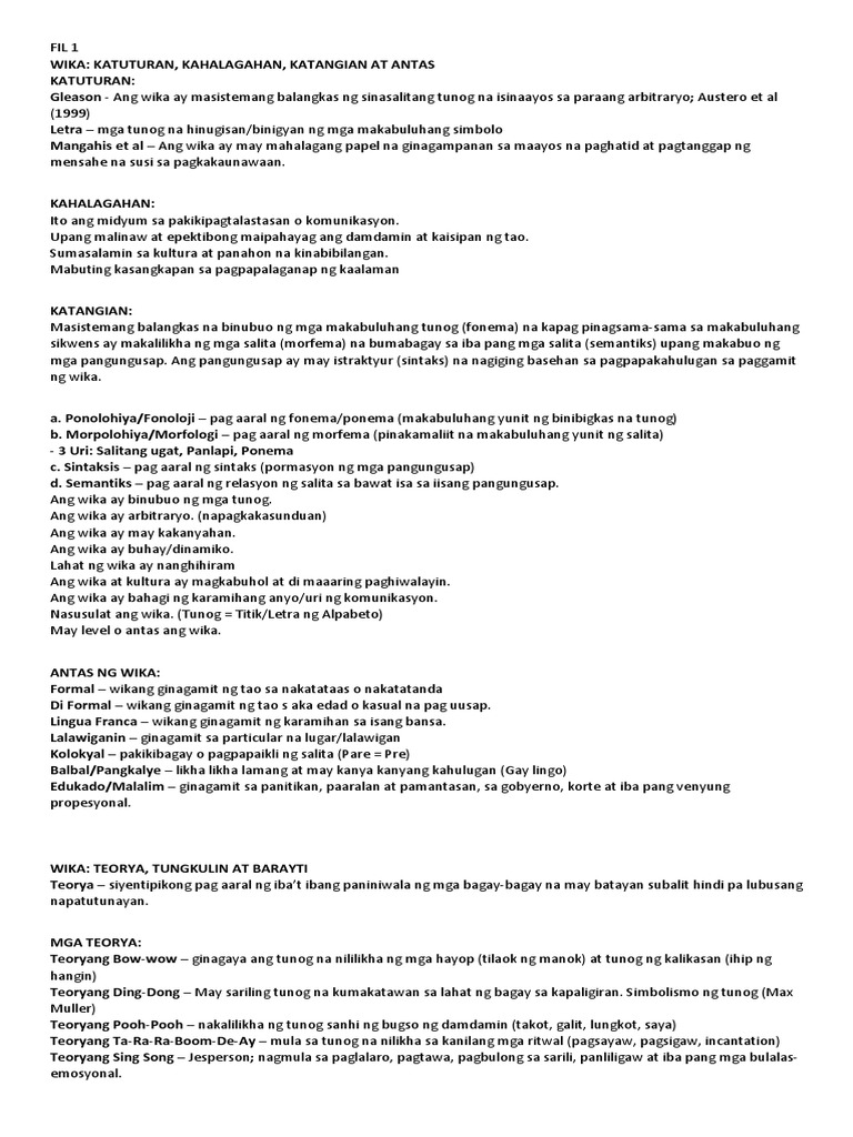 Fil 1 Reviewer | PDF