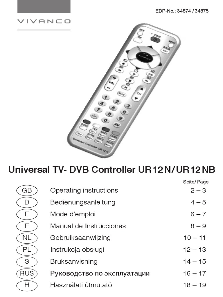 Vivanco Ur 12 N Remote Control Pdf Rechargeable Battery Electronic Engineering