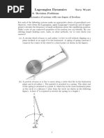 Lagrangian Dynamics: PHYS20401 Terry Wyatt Example Sheet 8: Revision Problems