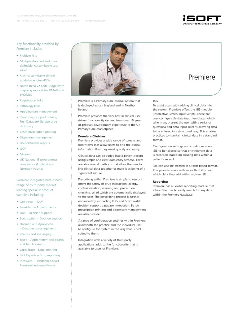 Premiere iSOFT, Daventry Road, Banbury, Oxfordshire OX16 3JT PDF