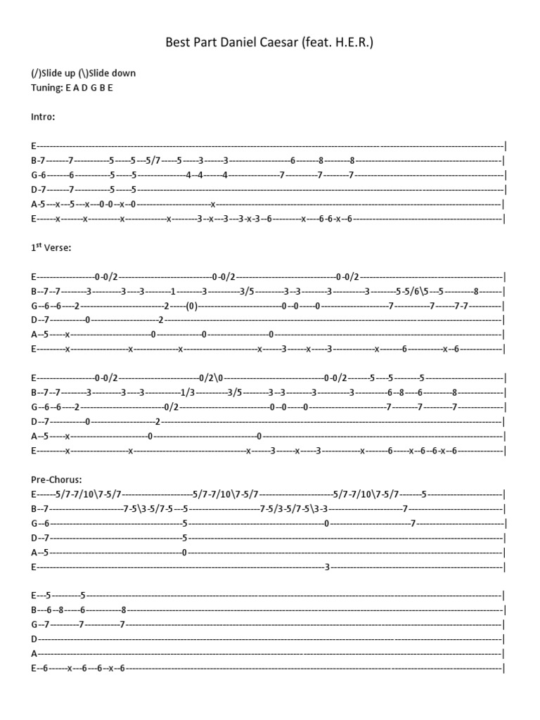 Best Part Chords and Lyrics | PDF | Song Structure | Oral Literature