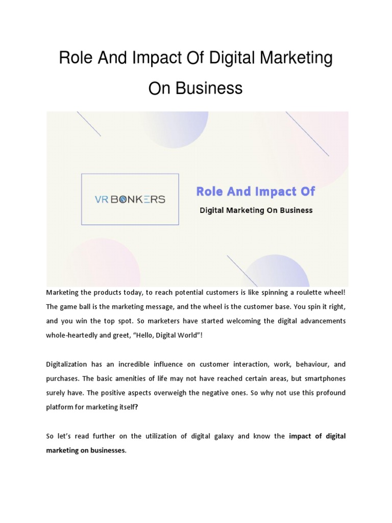 Impact of Digital Marketing on Business | PDF | Digital Marketing ...