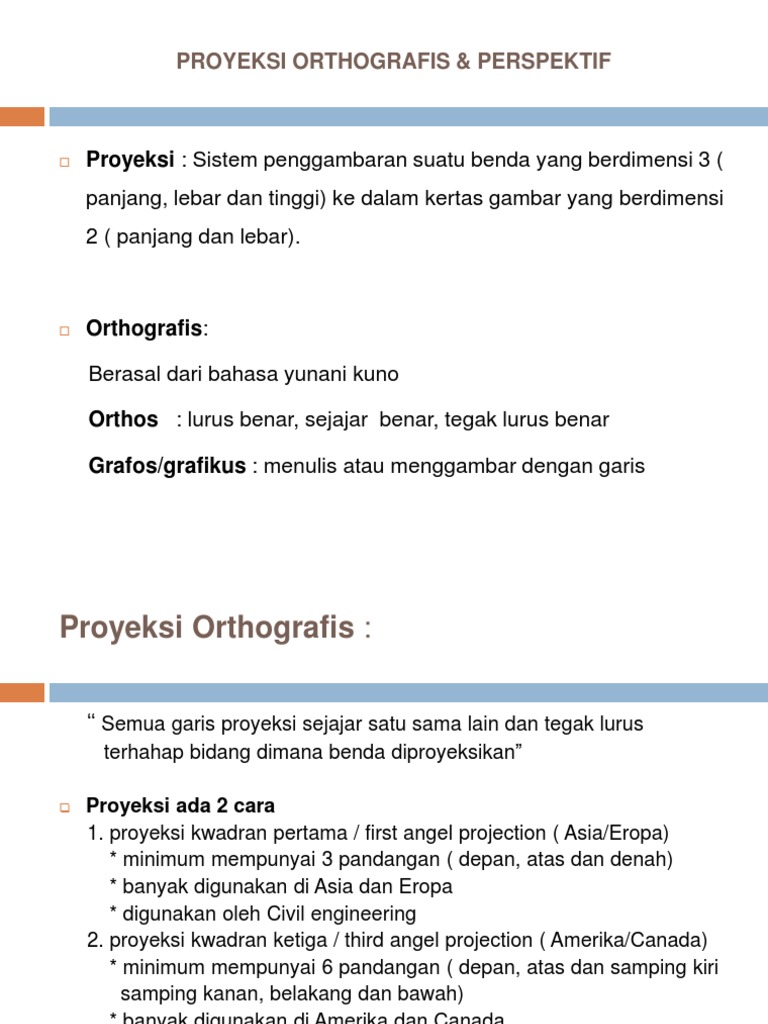 Proyeksi Orthografis dan Perspektif | PDF