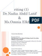 Writing (1) DR - Nadia Abdil Latif & & Ms - Omnia Elkholy