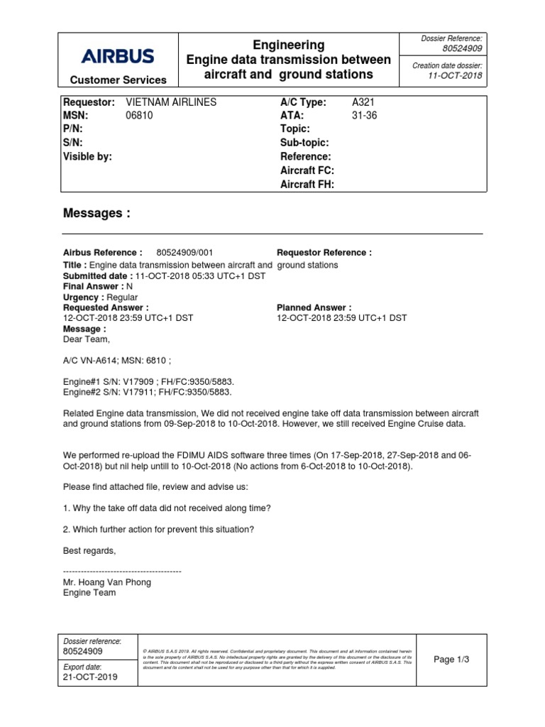 Engineering Engine Data Transmission PDF Aviation Computing