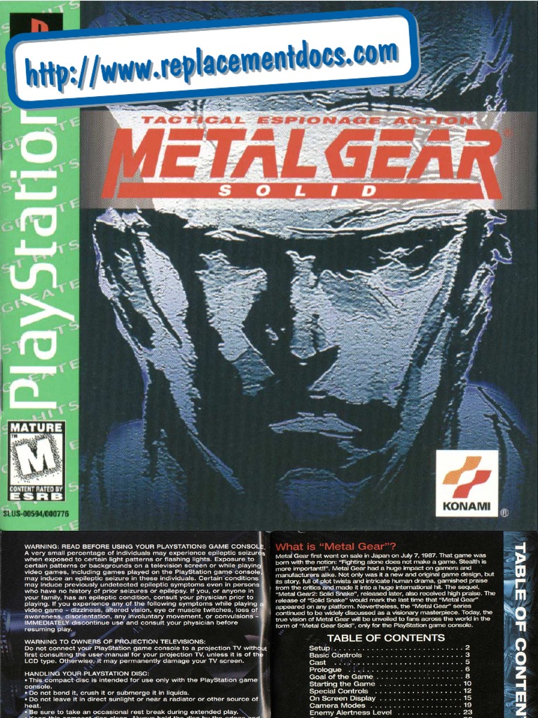 Metal Gear Solid Manual PSX PDF PDF