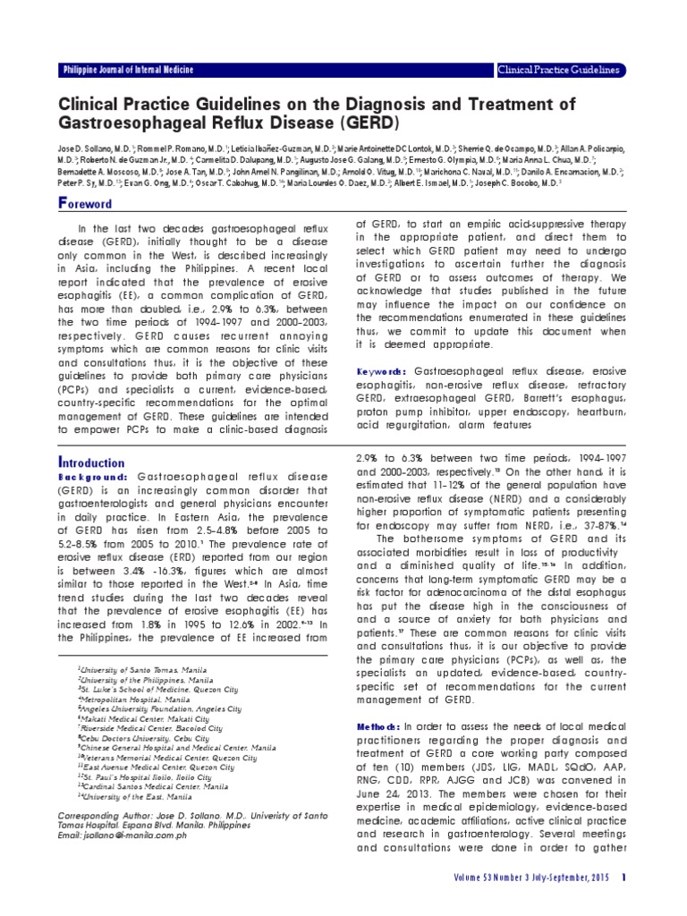 GERD Diagnosis and Treatment Guidelines | PDF | Gastroesophageal Reflux ...