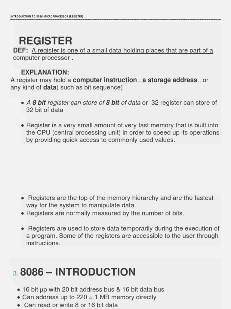 Introduction To 8086 Microprocessor | PDF | Central Processing Unit ...