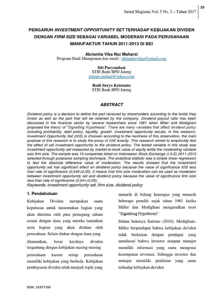 Impact of IOS on Dividend Policy | PDF | Equity Securities | Corporations