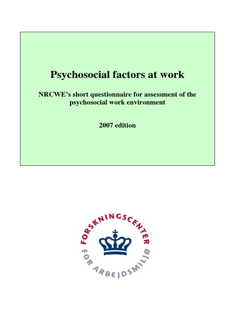 1 Copsoq Ii Short Questionnaire English Psychosocial Neuroscience