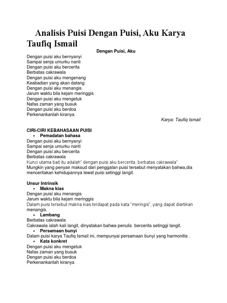 Analisis Puisi Dengan Puisi