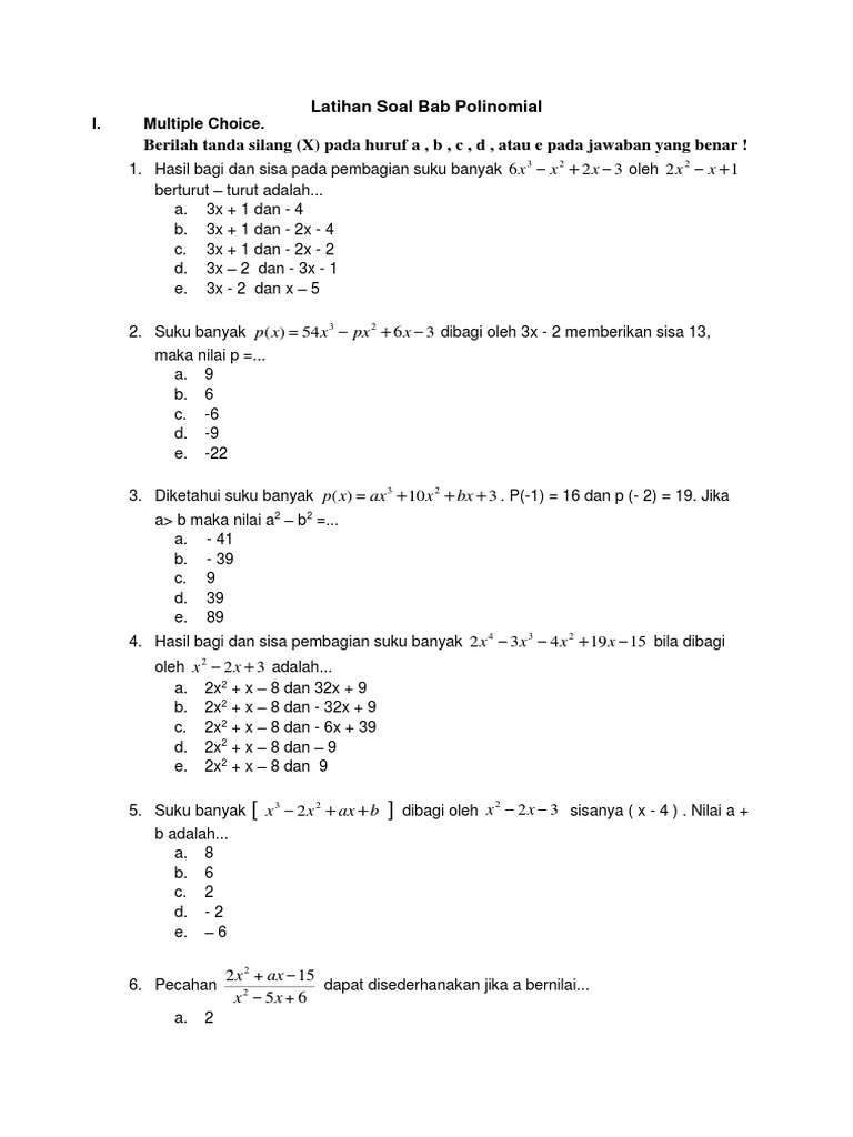 Latihan Soal Polinomial