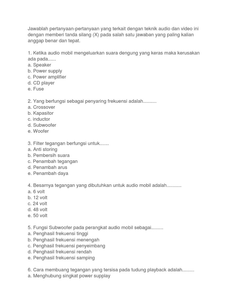 Contoh Soal Audio Docx