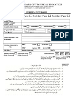 Punjab Board of Technical Education: Verification Form