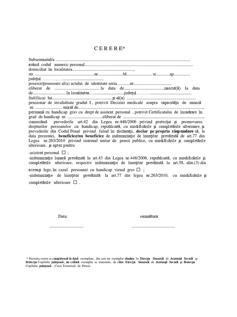 Cerere Optiune Acord