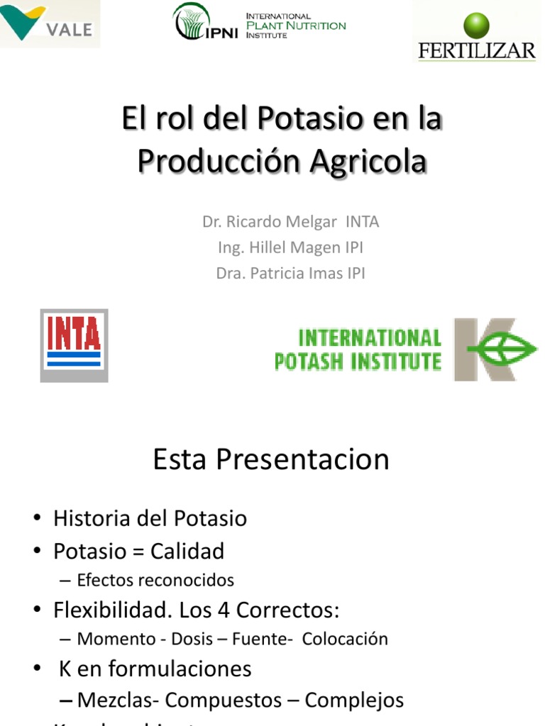 Importancia del Potasio en Agricultura | PDF | Potasio | Dieta y nutrición
