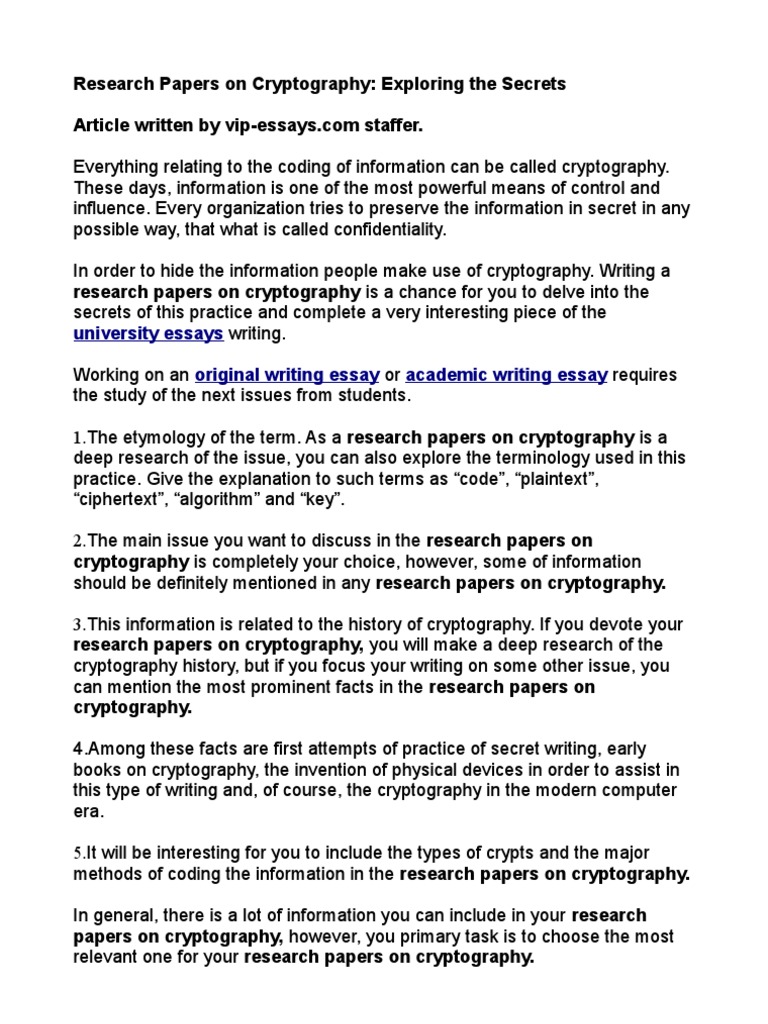 Research Papers On Cryptography: Exploring The Secrets. | PDF | Art ...